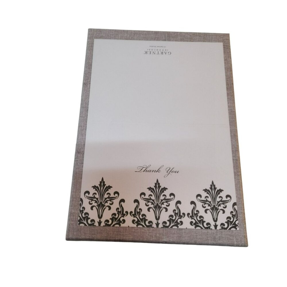 Gartner Studios Thank You Cards & Envelopes Set 50 Pack Elegant Black Damask Des